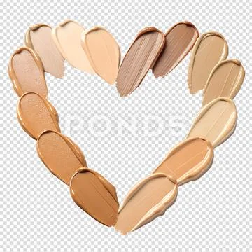 Cosmetic liquid foundation color samples forming heart Modello PSD