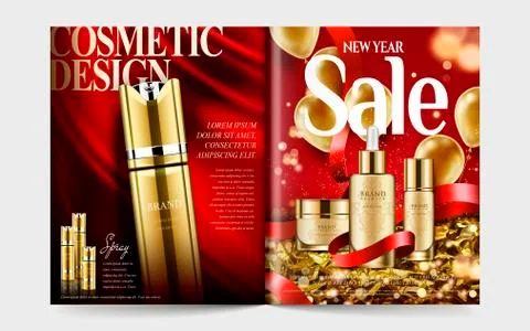 Cosmetic magazine template Illustrazione stock
