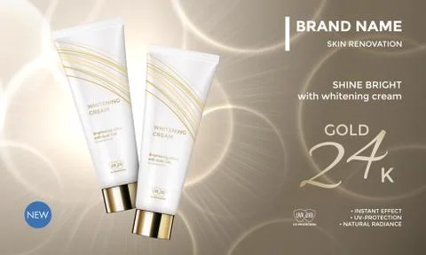 Cosmetic package advertising vector template skin care moisturizer face cream Stock Illustration