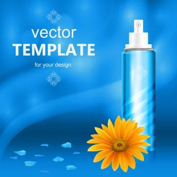 Cosmetic packaging with white cap, on blue background. Stock Illustration