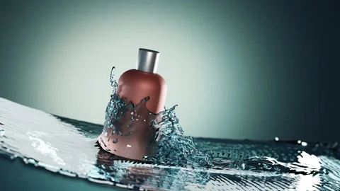 Cosmetic plastic bottle in splashes and drops of water. Skin care product Stock Footage 149117981