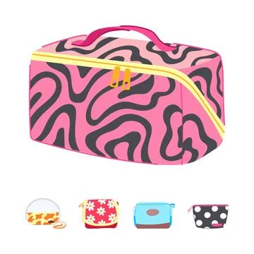 Cosmetic pouch with abstract pattern and smaller bags Stock Illustration