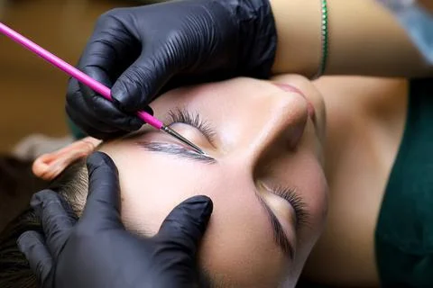 Cosmetic procedure for laminating eyebrows Stock-Fotos