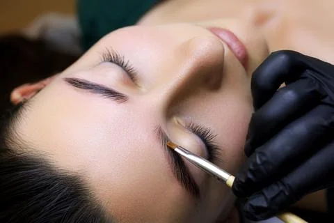 Cosmetic procedure for laminating eyebrows Stock-Fotos