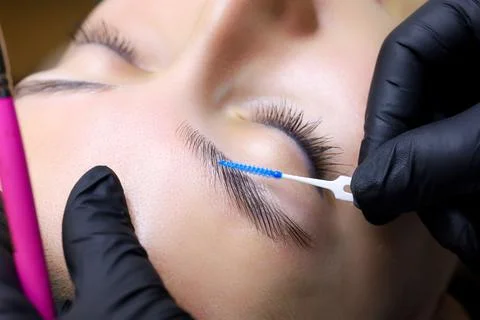 Cosmetic procedure for laminating eyebrows Stock Photos