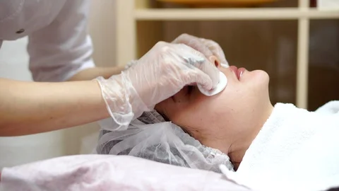 Cosmetic procedures Mechanical cleaning of the face. Cosmetology. Beauty, health Video stock 128096463
