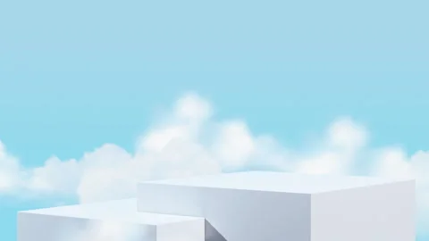 Cosmetic product display background with clouds Stock Footage 297555820
