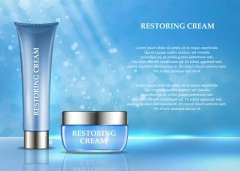 Cosmetic products ad. Vector 3d illustration. Skin care bottle template design Stock Illustration