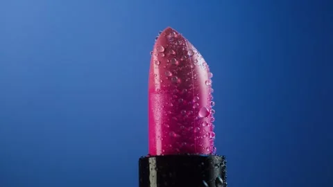 Cosmetic products Make-up tools set concept Pink Lipstick Realistic 3D Stock Footage 256064218