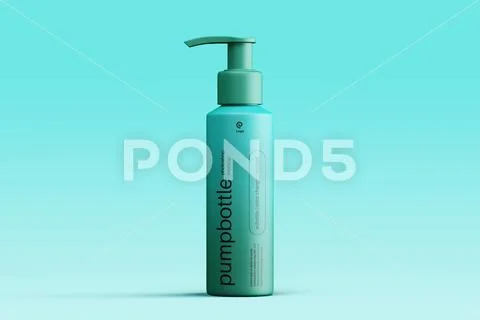 Cosmetic pump bottle mockup template front view PSD Template