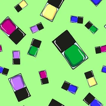 Cosmetic seamless vector pattern. Nail polish sketch texture. Stock Illustration