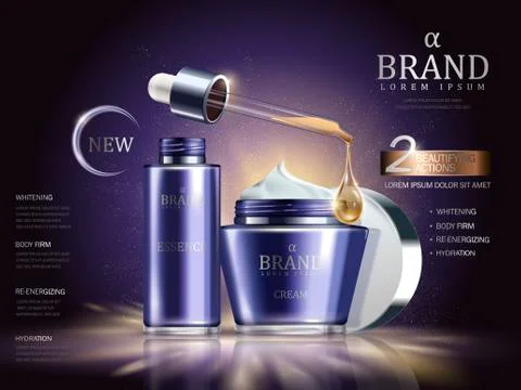 Cosmetic set ads Stock Illustration