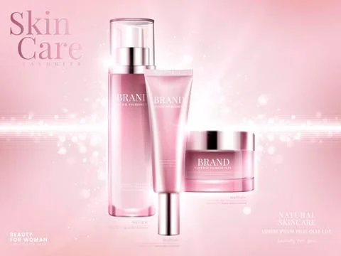 Cosmetic set ads Stock Illustration