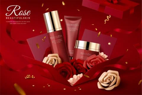 Cosmetic set ads 스톡 일러스트