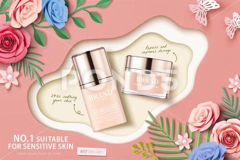 Cosmetic set ads Stock Illustration