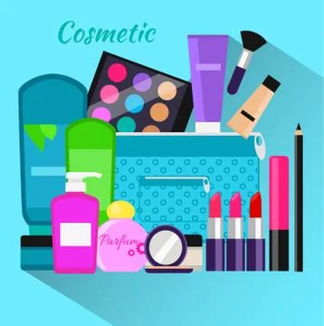 Cosmetic Set Flat Design Object Stock Illustration