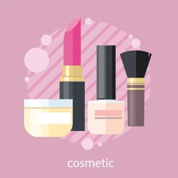 Cosmetic Set Flat Design Object Stock Illustration