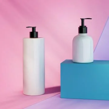 Cosmetic set mock up under the sunlight. Stock Illustration