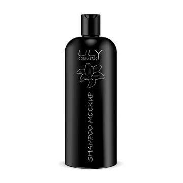 Cosmetic shampoo mockup bottle in black. Isolated Stock Illustration