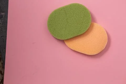Cosmetic sponge on background Stock Photos