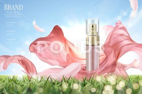 Cosmetic spray ads Stock Illustration