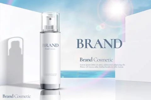 Cosmetic spray bottle ads Stock Illustration