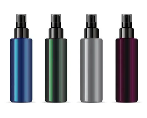 Cosmetic spray bottle mockup, vector packaging Stock Illustration