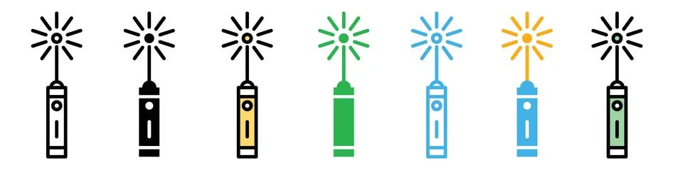 Cosmetic Surgery with Laser Pointer Devices Icons for Skin Care Treatments Illustrazione stock