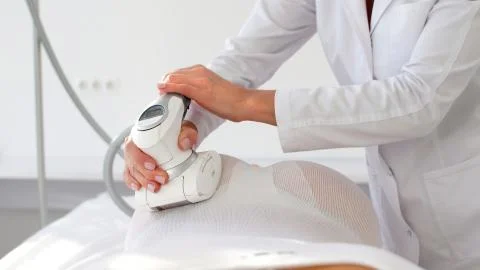 Cosmetic therapy against cellulite using the LPG device Stock Photos