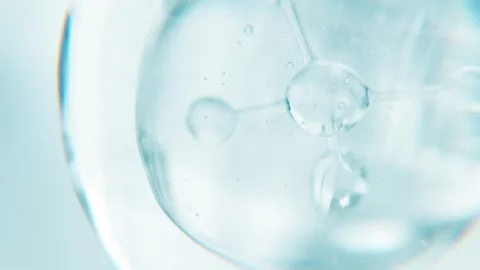 Cosmetics blue serum liquid bubble 3d abstract background. Cosmetic moisturizer Video stock 336494645
