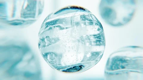 Cosmetics blue serum liquid bubbles 3d abstract background. Cosmetic moisturizer Stock Footage 337480095