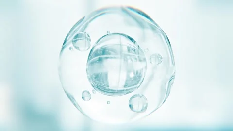 Cosmetics blue serum liquid bubbles 3d abstract background. Cosmetic moisturizer Stock Footage 342907736