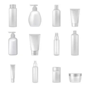 Cosmetics Bottles Tubes Empty Clear Set Stock Illustration