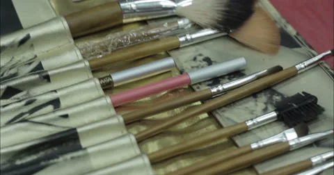 Cosmetics. Brushes. Close-up. Stock Footage 53082367