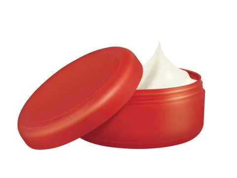 Cosmetics cream in red package isolated on white Stock Illustration