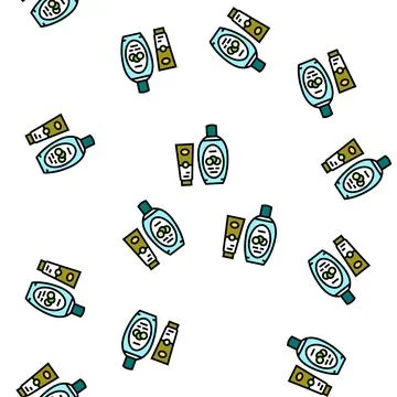 Cosmetics with cucumber ingredient vector seamless pattern Stock Illustration