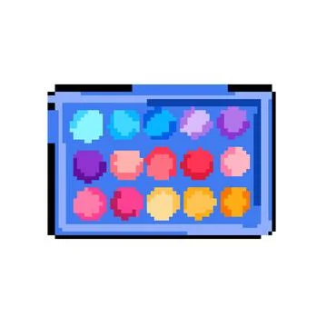 Cosmetics eyeshadow face pixel art vector illustration Stock Illustration