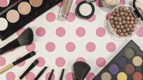 Cosmetics flat lay Stock Photos