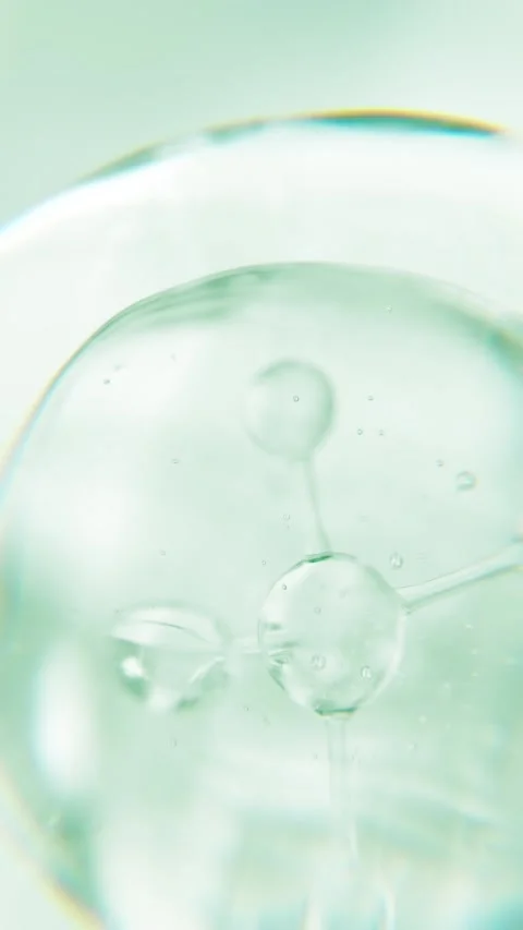 Cosmetics green serum liquid bubble 3d abstract background. Cosmetic moisturizer Video stock 339315121