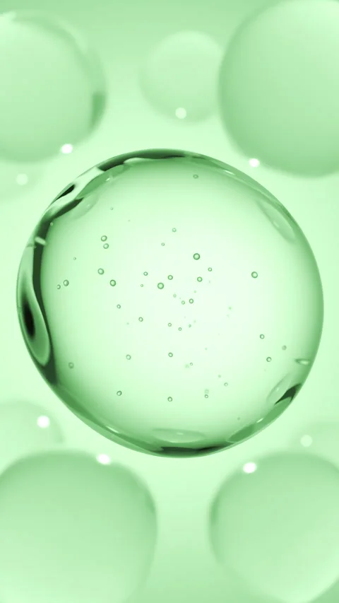 Cosmetics green serum liquid bubbles 3d abstract background. Cosmetic Video stock 282858789