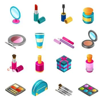 Cosmetics isometric set Illustrazione stock