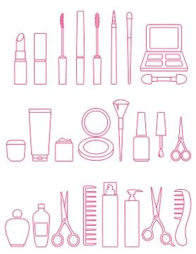 Cosmetics line icon set Stock Illustration