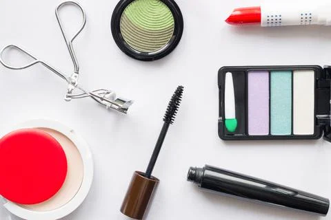 Cosmetics make-up top view Stock Photos