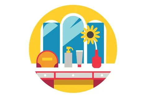 Cosmetics for makeup and mirror Stock Illustration