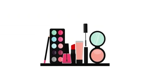 Cosmetics makeup kit makeup box face powder mirror animation ~ After ...