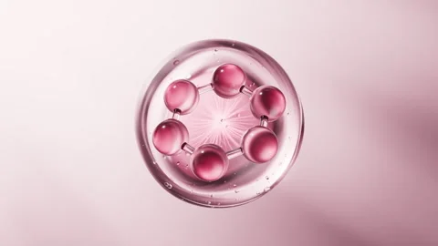 Cosmetics molecule with pink water bubble background, 3d rendering. Stock Footage 336830651