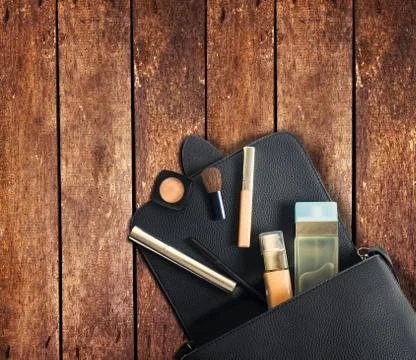 Cosmetics objects in the bag Stock-Fotos