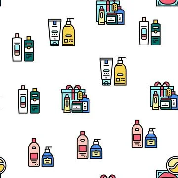 Cosmetics Package Beauty Product Vector Seamless Pattern Stock Illustration