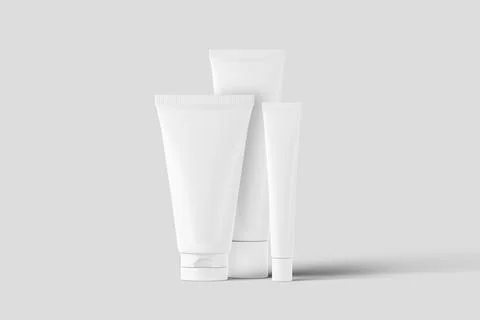 Cosmetics Packaging Bottle Jar 3D Rendering White Blank Mockup Stock Illustration