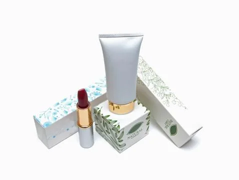 Cosmetics Packaging isolated on white background Stock Photos